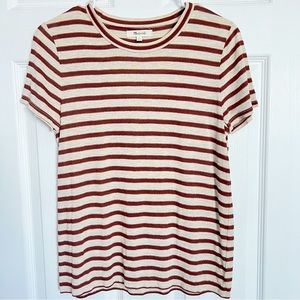 Madewell | Tan Bronze Sparkly Stripped Shirt
